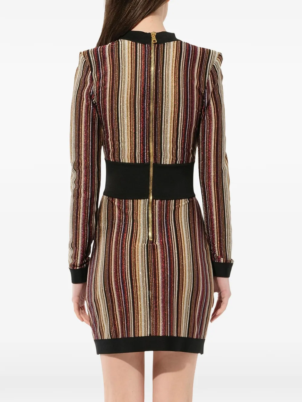Balmain v-neck striped dress Zwart