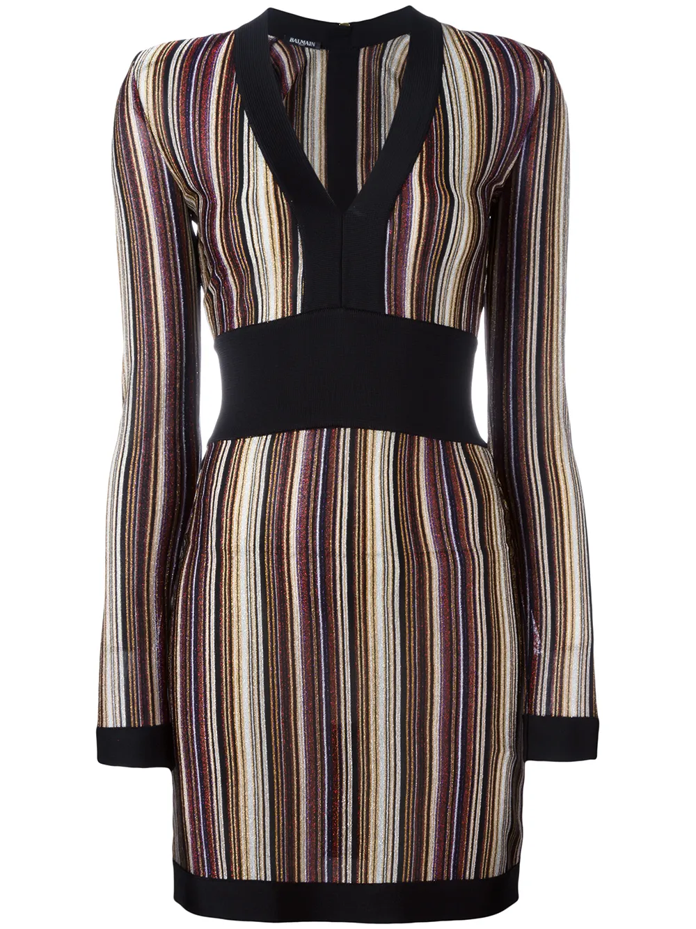 Balmain v-neck striped dress | Black | Image 1