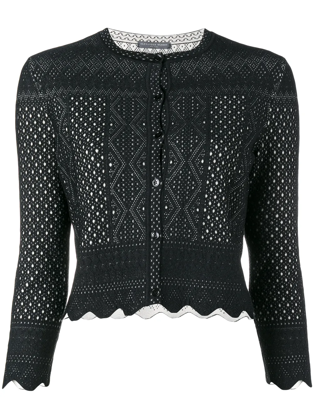 Alexander McQueen laser-cut cropped cardigan - Nero