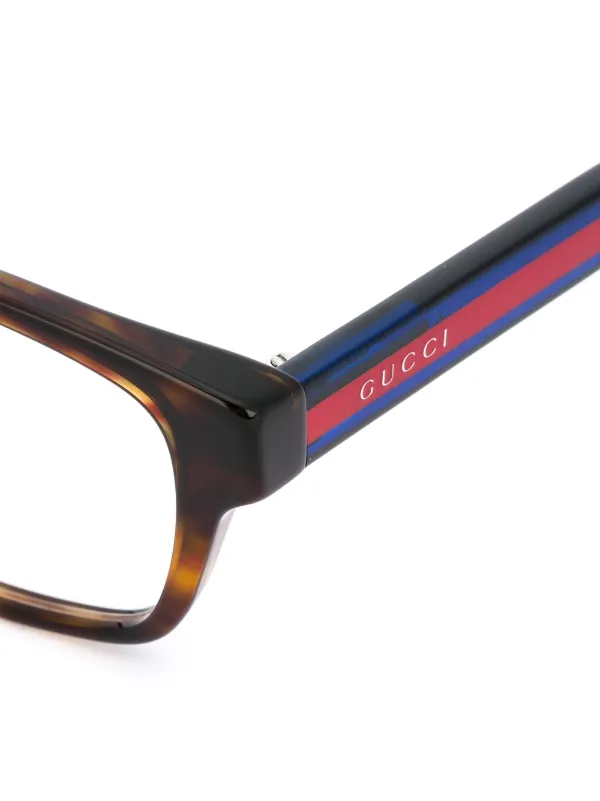 Gucci Eyewear べっ甲柄 スクエア眼鏡フレーム | ブラウン | FARFETCH JP