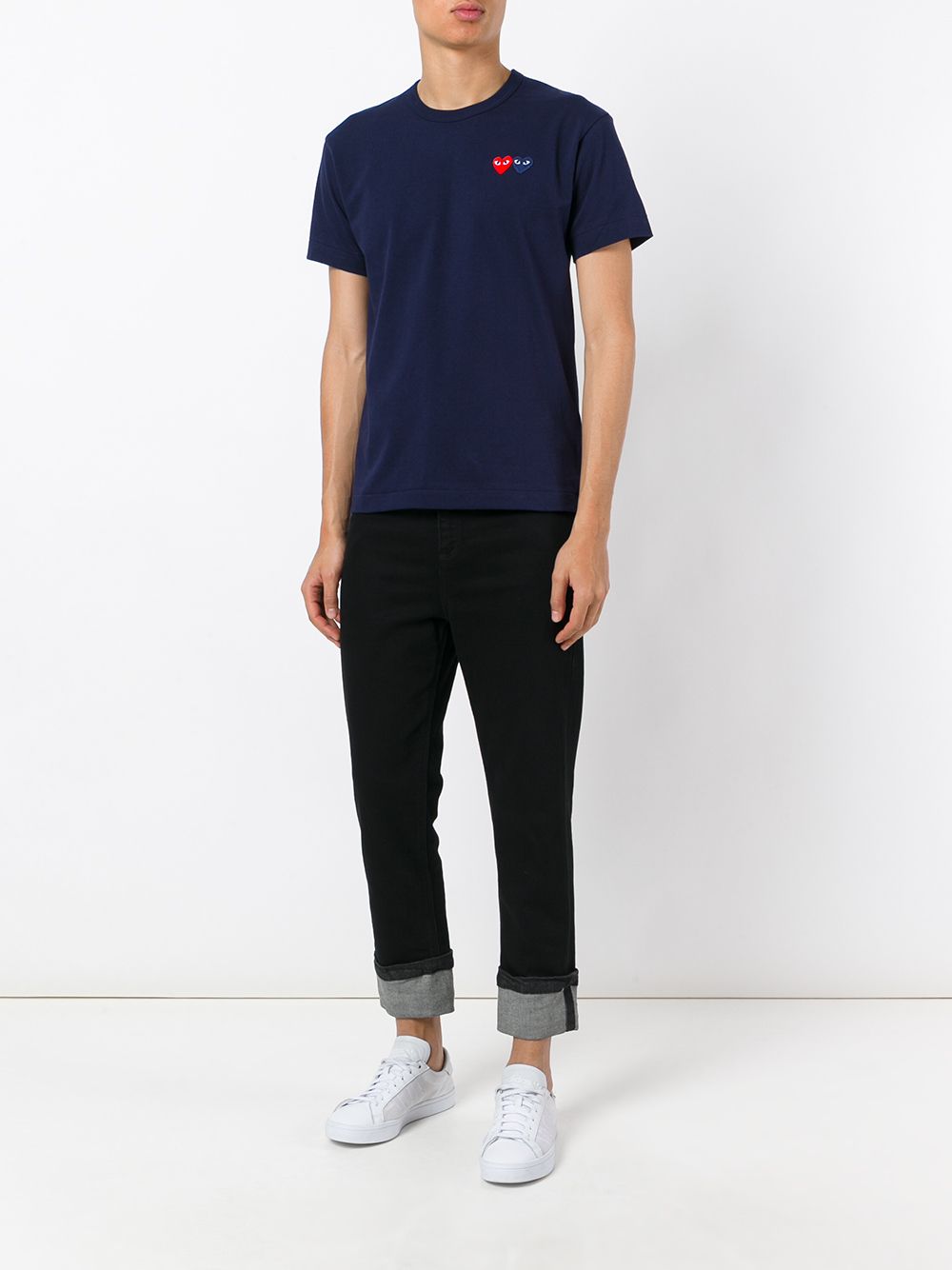 Comme Des Garçons Play t-shirt met logo op voorkant - Blauw