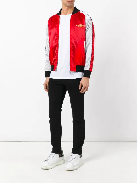 GCDS Embroidered Satin Bomber Jacket | ModeSens