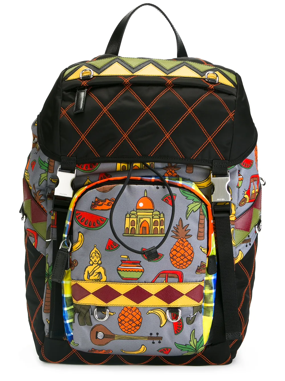 Prada graphic print quilted backpack | multicolor | Image 1