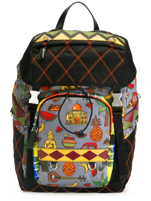 Prada graphic print quilted backpack