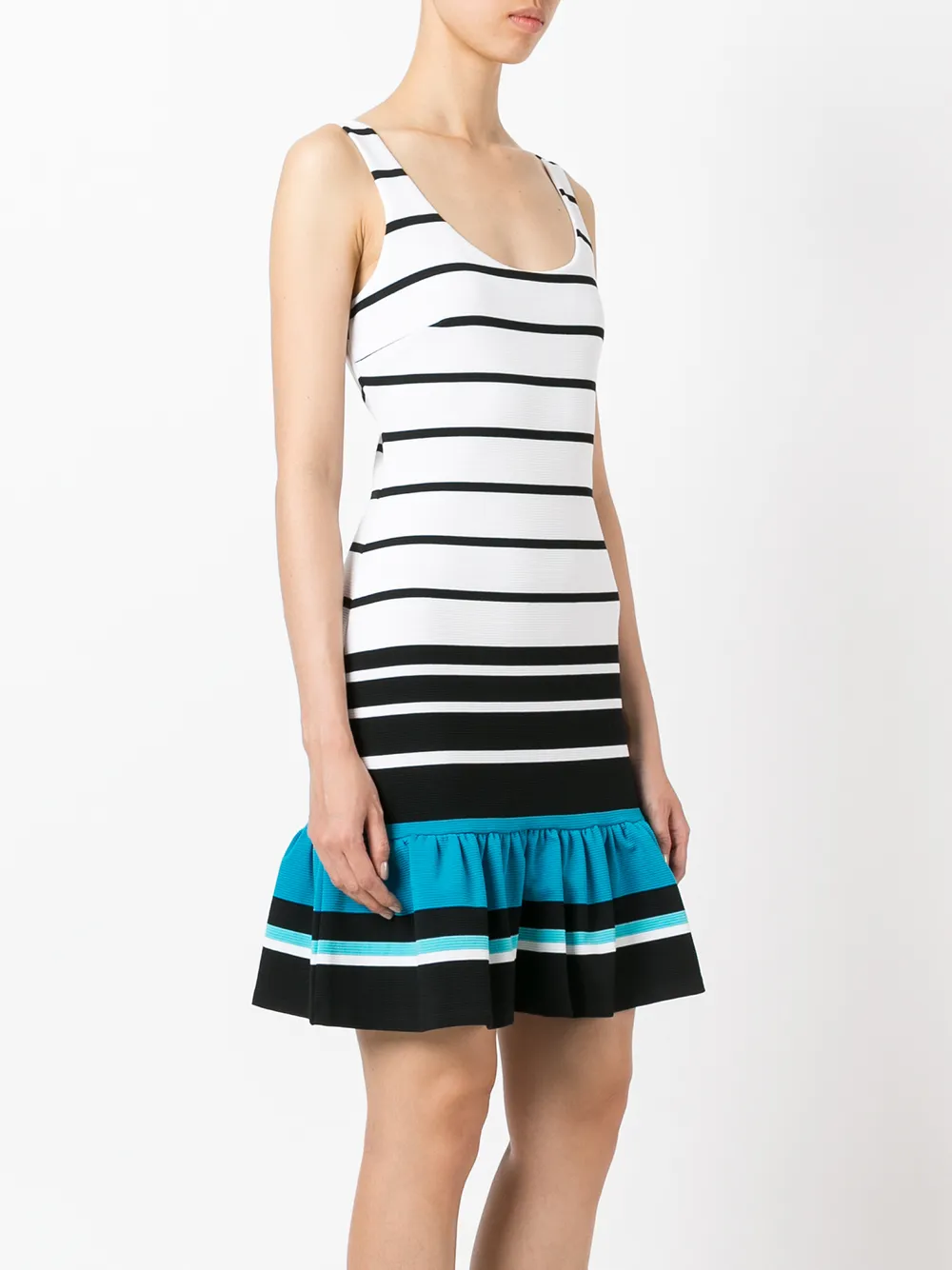 Imagen secundaria de producto de Michael Michael Kors vestido a rayas con dobladillo de volantes - Blanco - MICHAEL Michael Kors