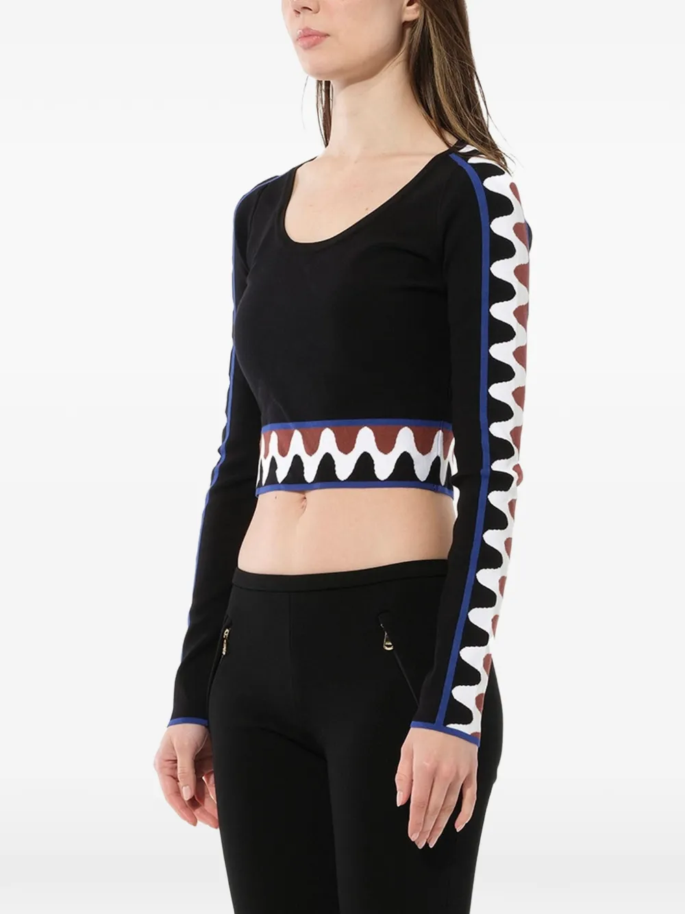 PUCCI wave pullover crop top Zwart