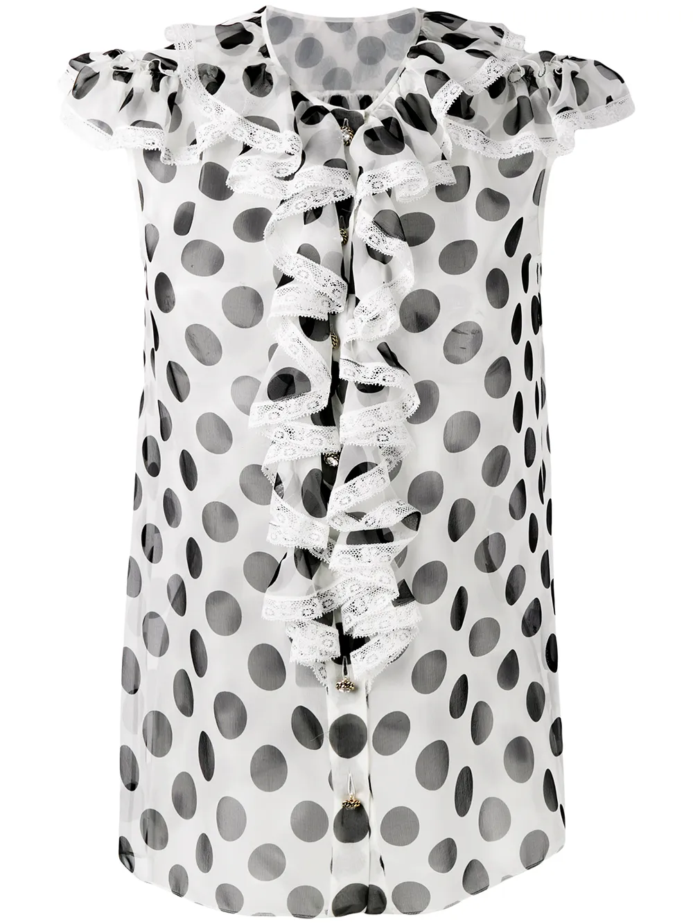 Dolce & Gabbana ruffled polka dot blouse - Bianco