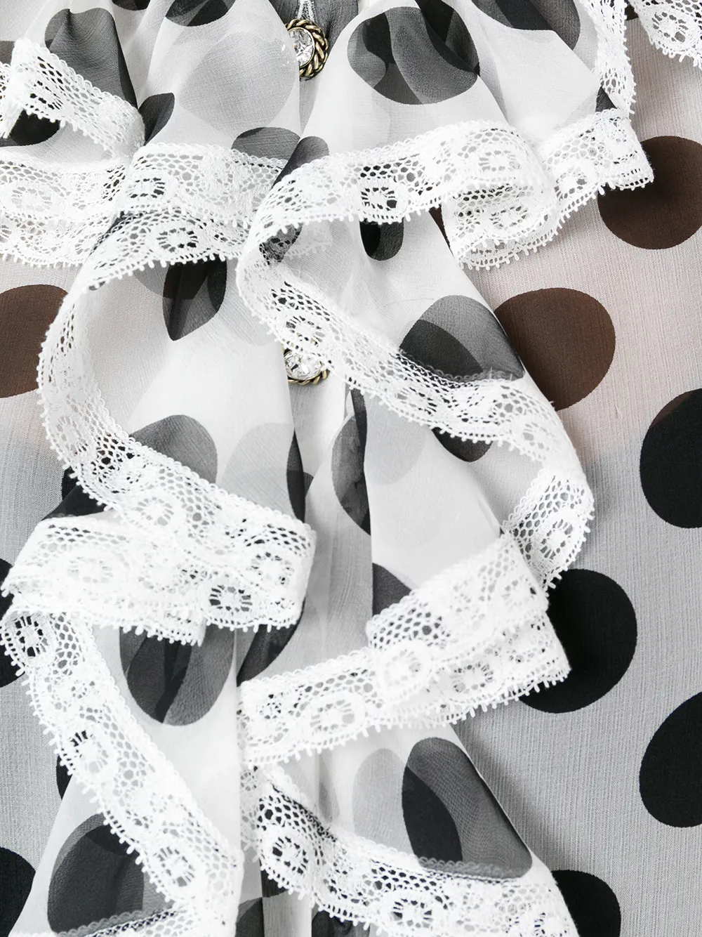 Dolce & Gabbana ruffled polka dot blouse Wit