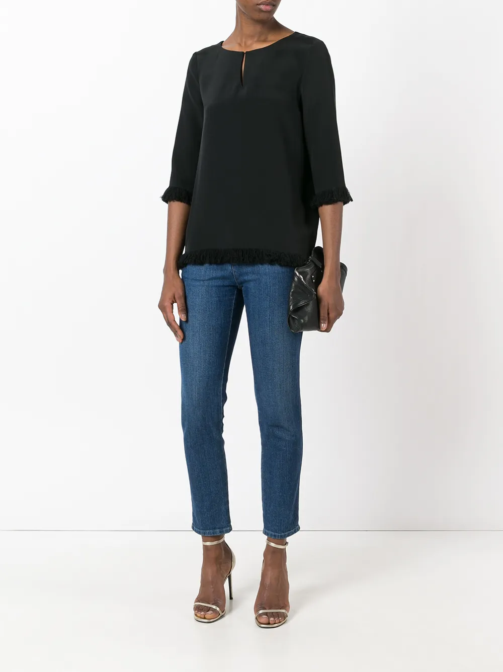 ETRO frayed blouse - Zwart