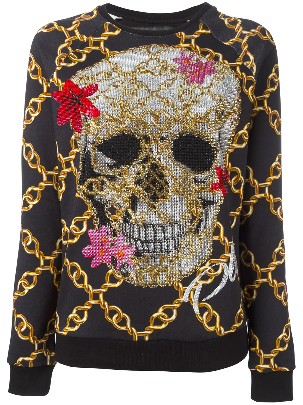 Philipp Plein embellished skull print jumper - Black