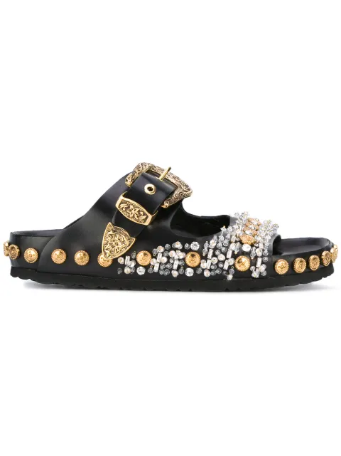 Fausto Puglisi beaded studded sandals