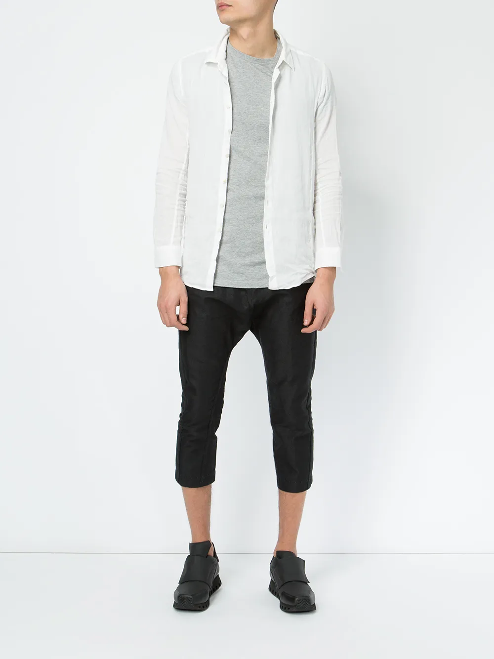Taichi Murakami dropped crotch cropped trousers - Grijs