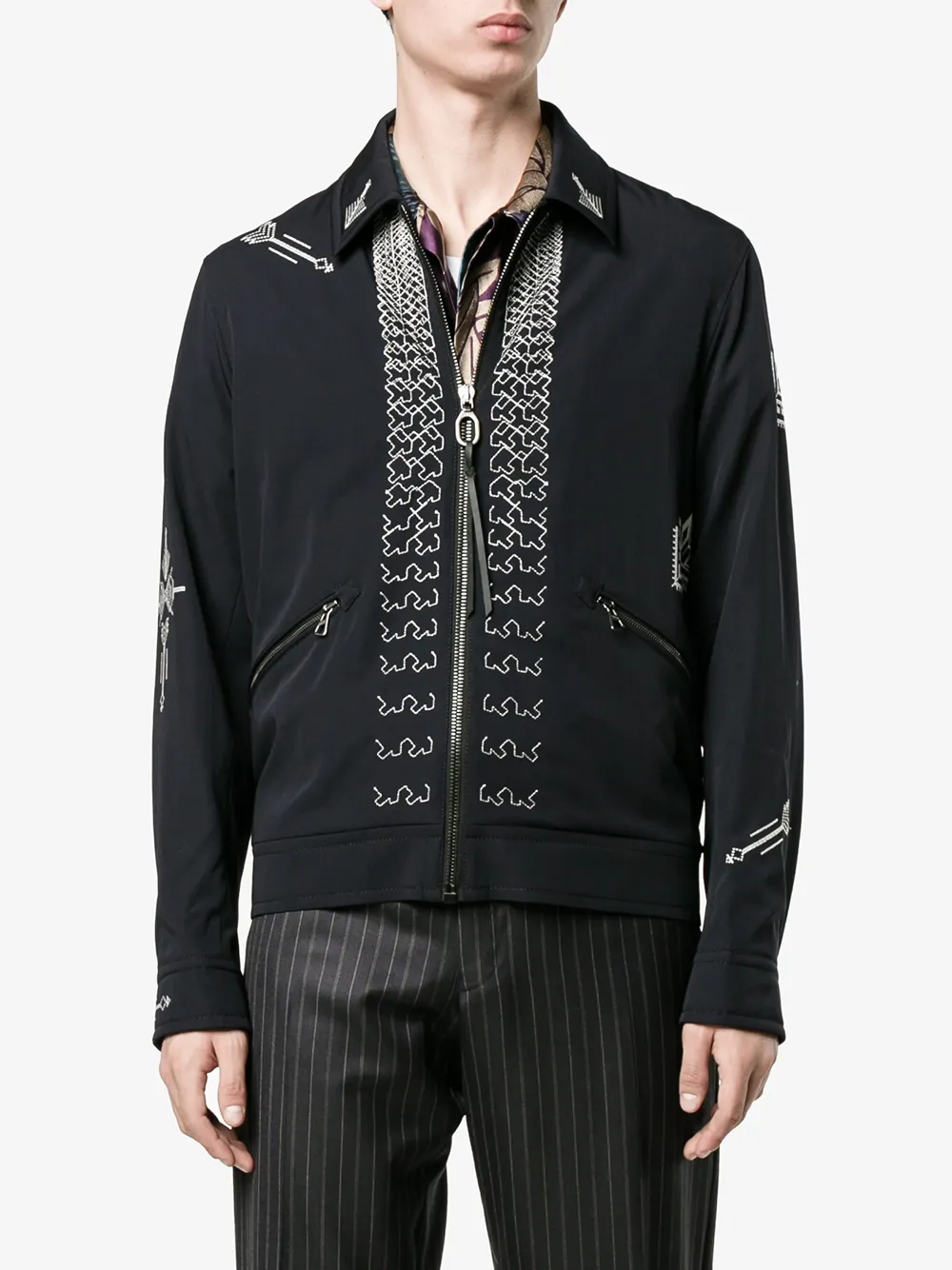  Lanvin Jacke Mit Pfeil Stickerei   Blau 