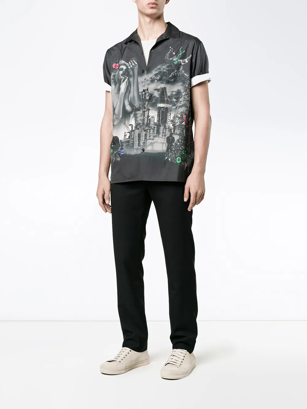 Lanvin printed bowling shirt Zwart