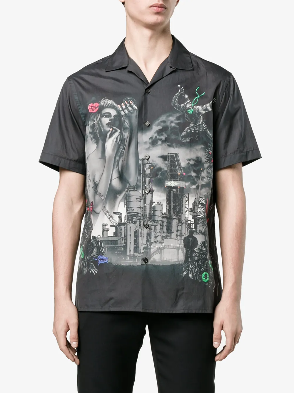 Lanvin printed bowling shirt Zwart