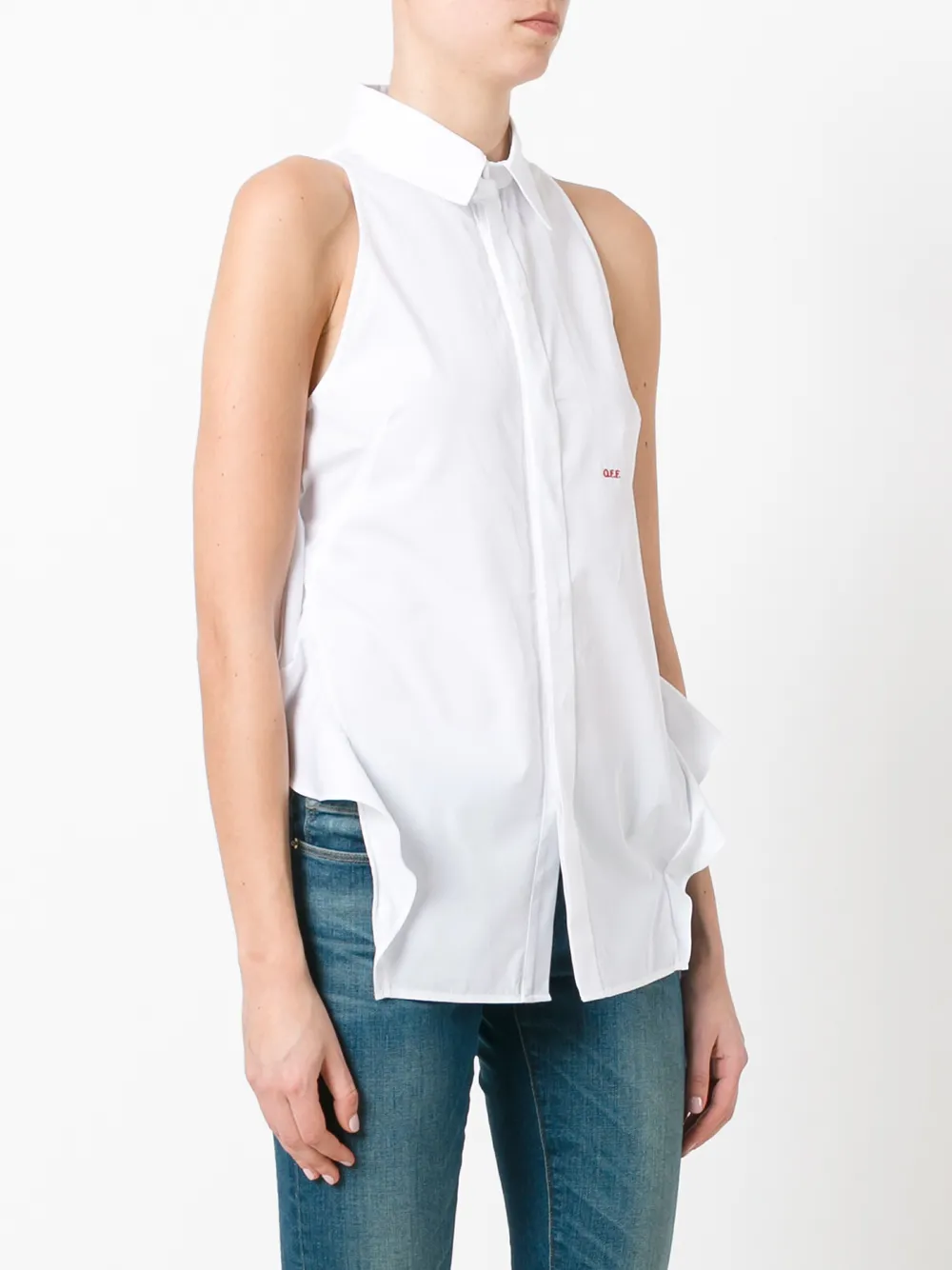 Off-White ruffled trim sleeveless shirt Wit