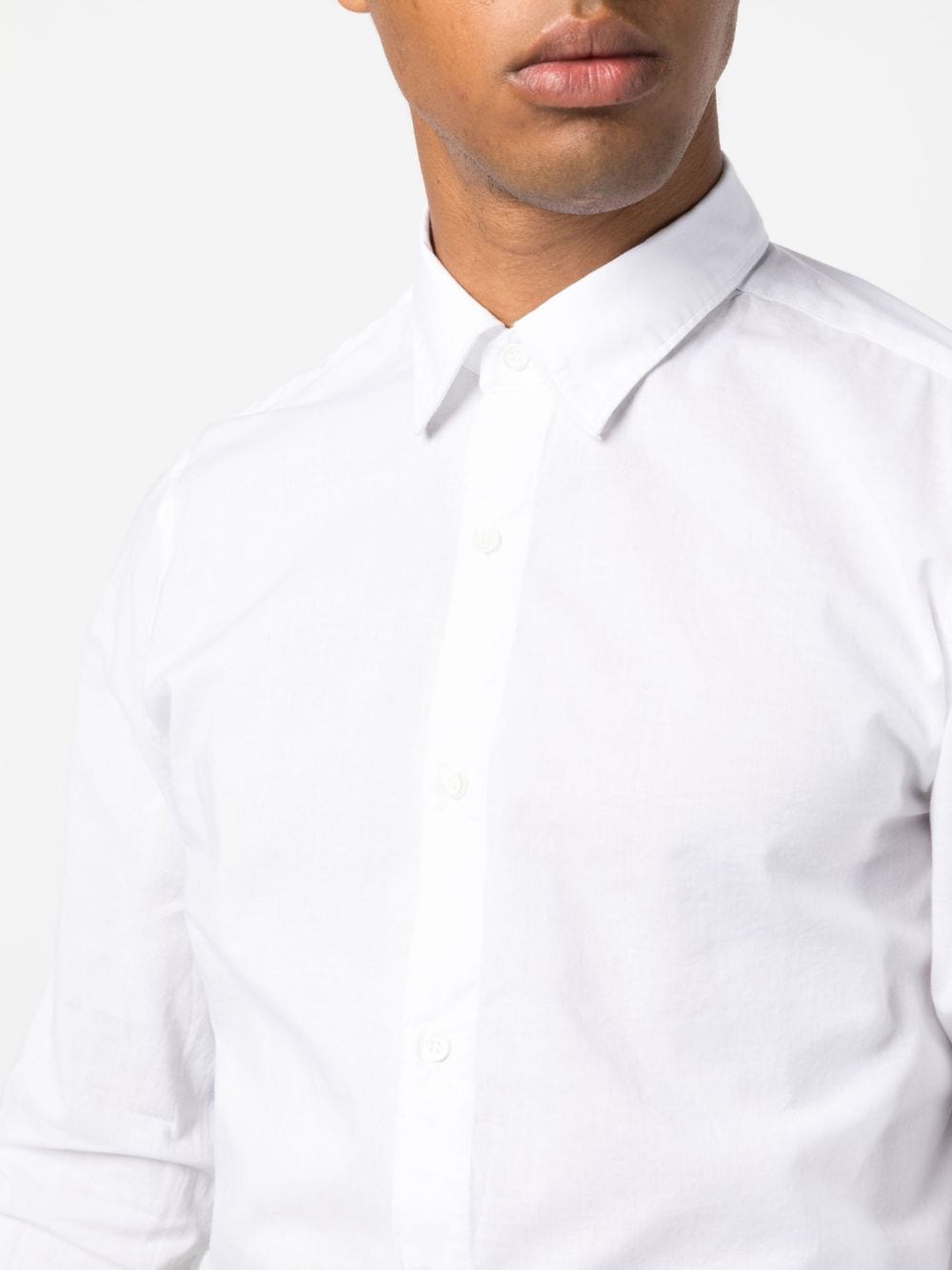 Shop Aspesi Long-sleeved Plain Shirt In White