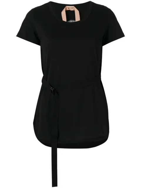 N°21 Floral-lace Insert Cotton-jersey Top