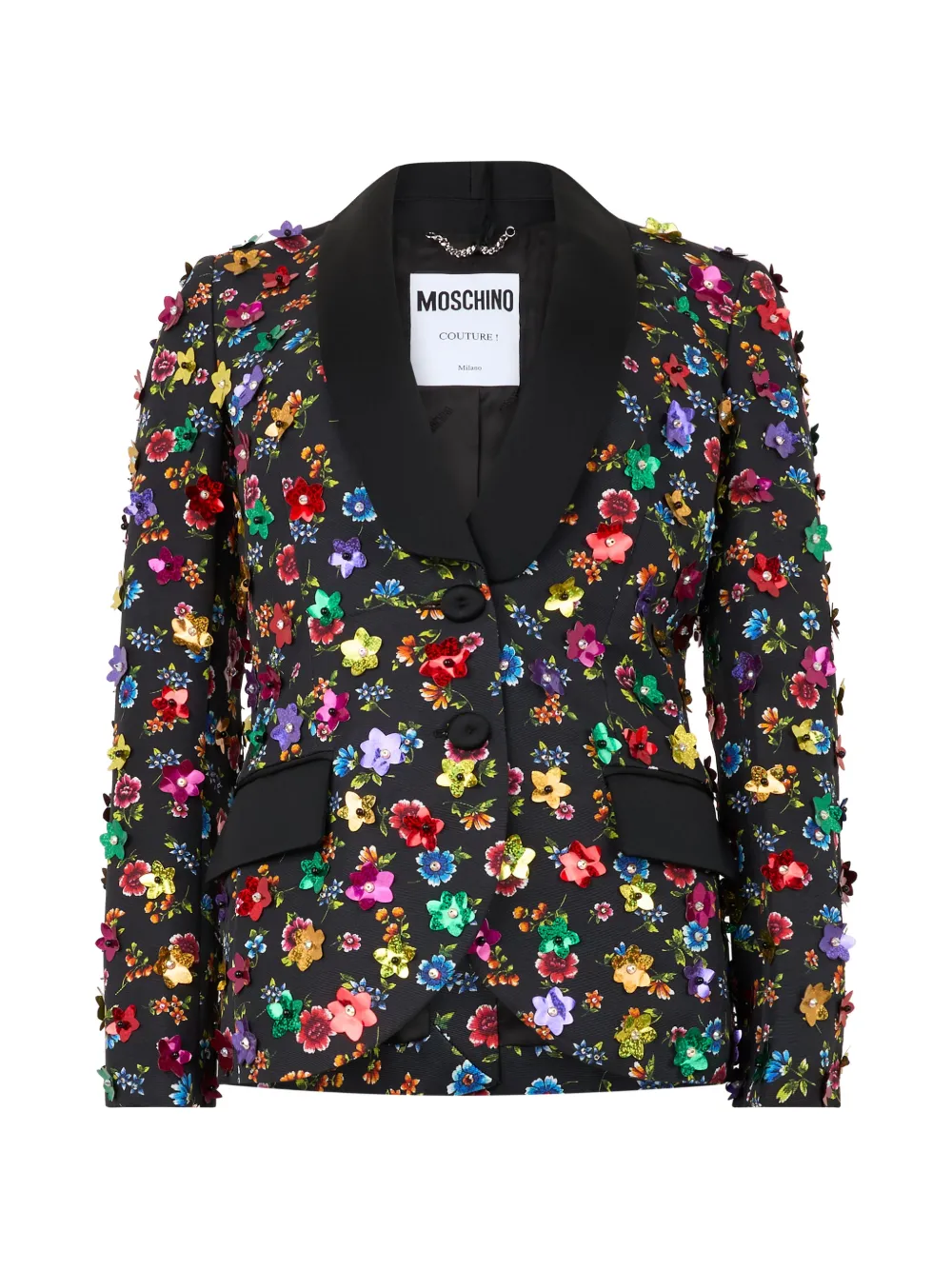 Moschino Blazer mit floraler Stickerei - Schwarz