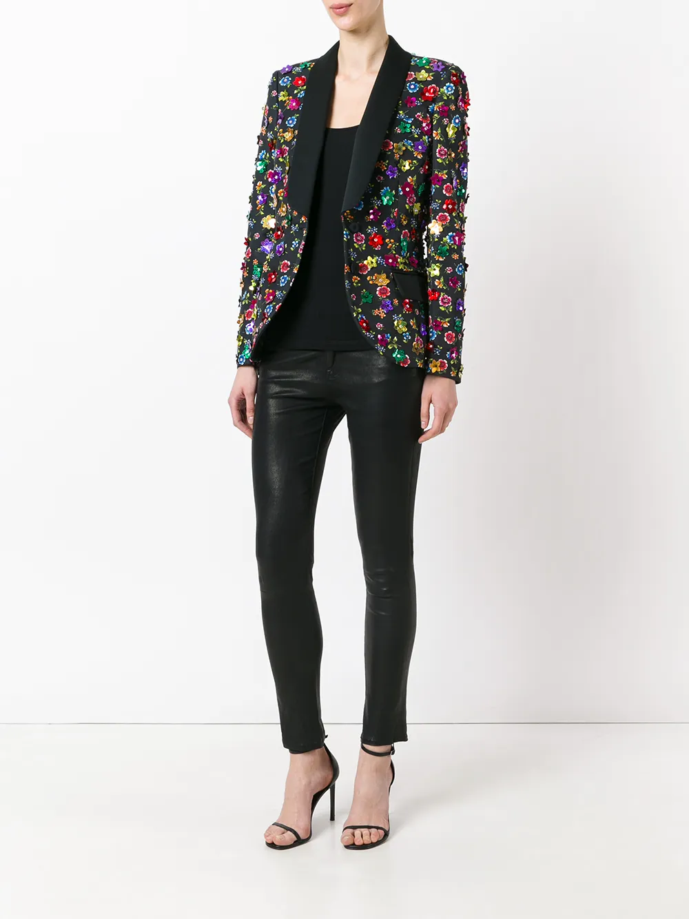 Moschino floral embroidered blazer Zwart