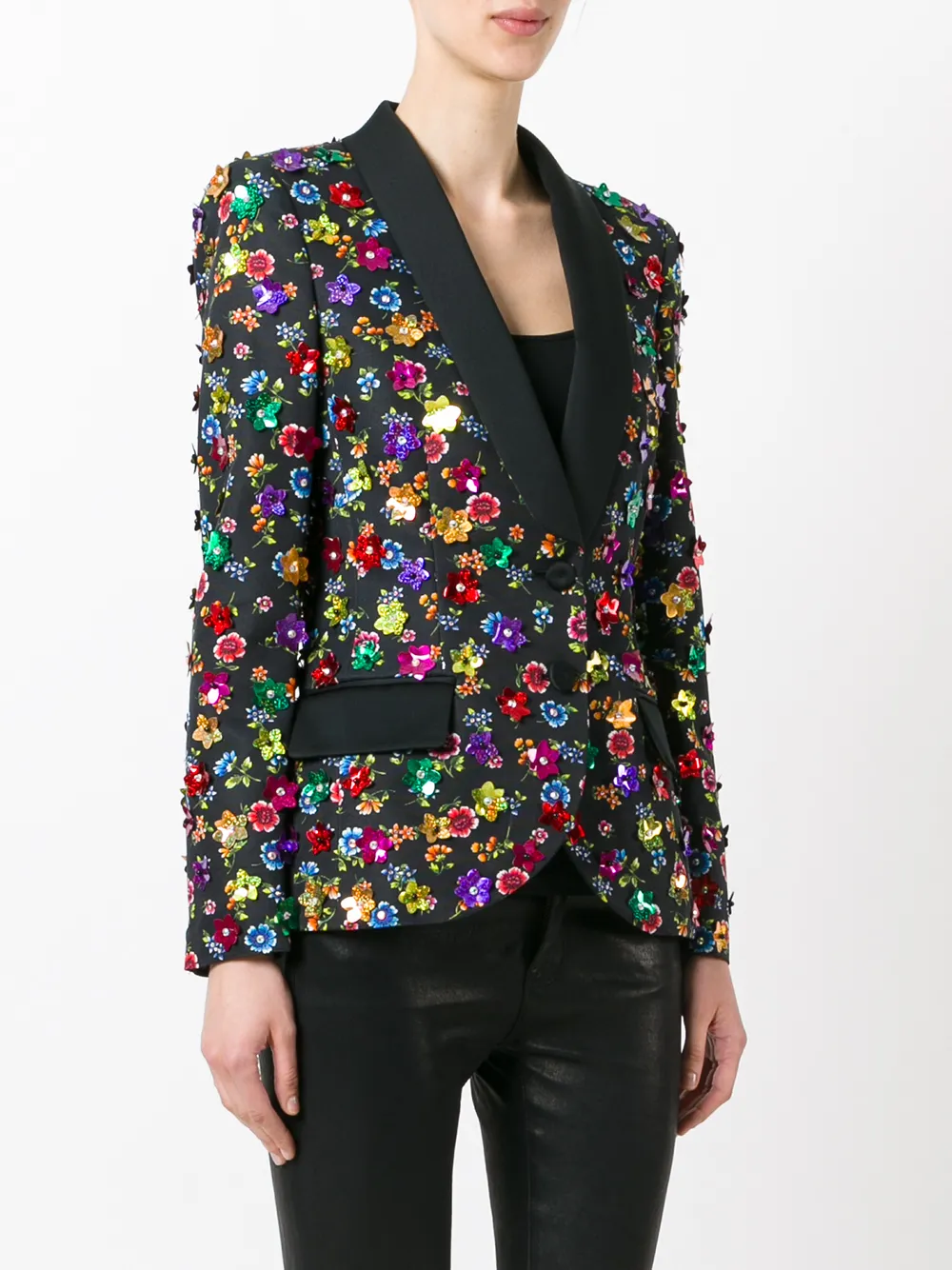 Moschino floral embroidered blazer Zwart