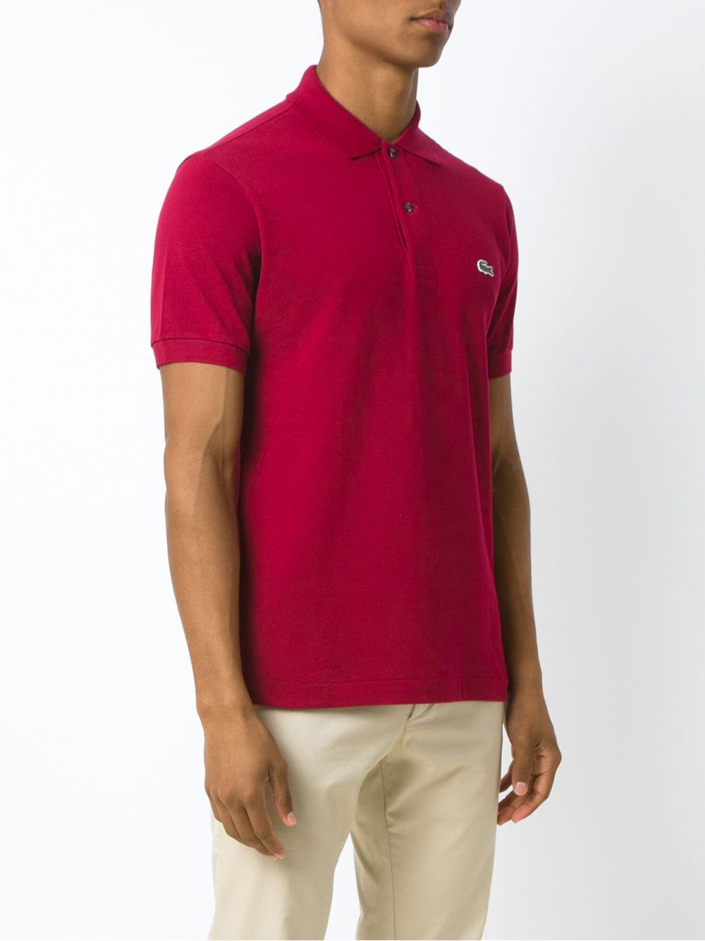 Shop Lacoste Logo Embroidered Polo Shirt In Red