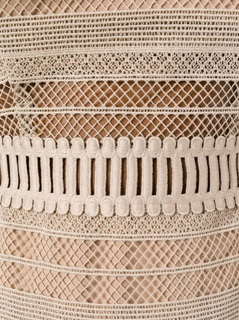 4 Stores In Stock: SELF-PORTRAIT Frill-Yoke Lace Midi Dress, Nude | ModeSens
