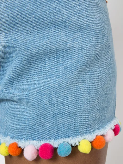 FORTE COUTURE FORTE DEI MARMI COUTURE POMPOM DENIM SHORTS - BLUE