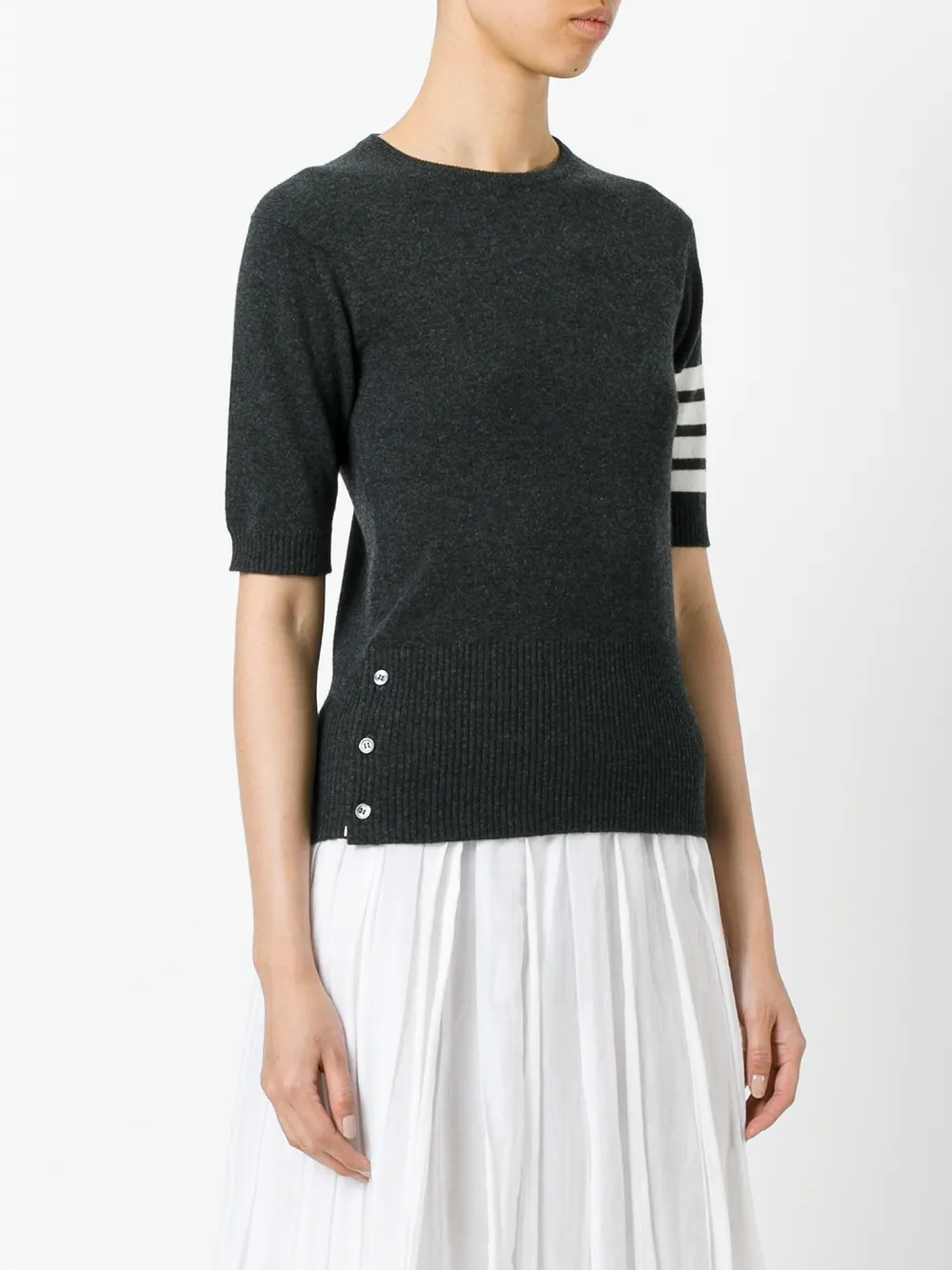 Thom Browne striped detail shortsleeved jumper Grijs