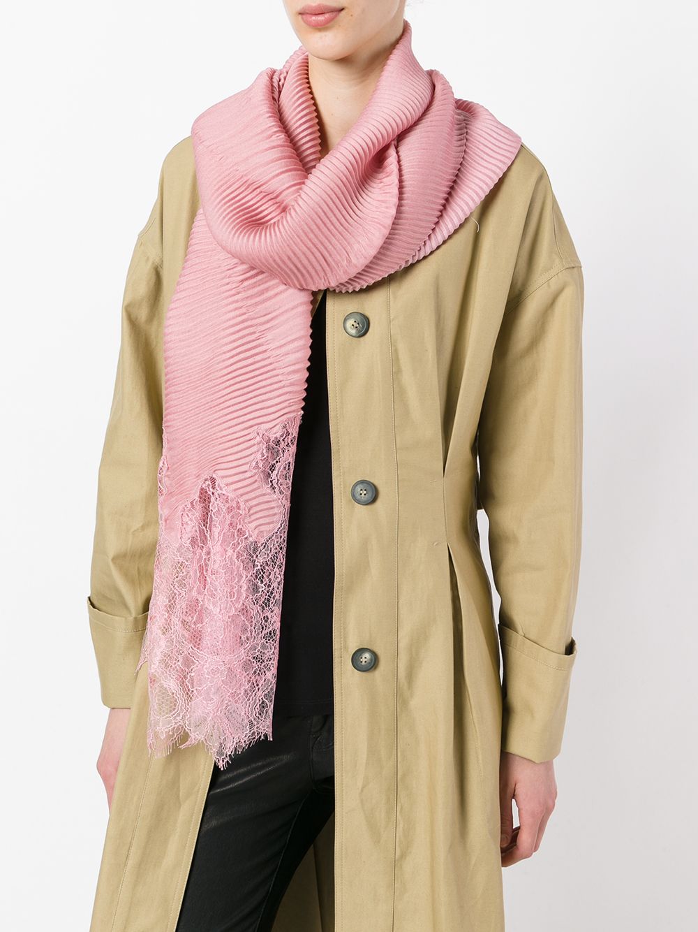 Valentino Garavani pleated and lace scarf - Roze