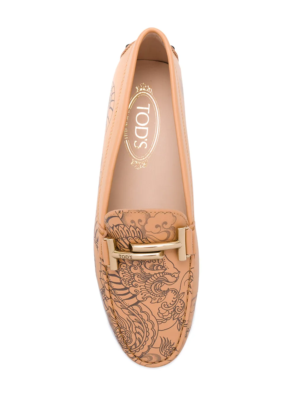 Tod's tattoo dragon loafers Beige