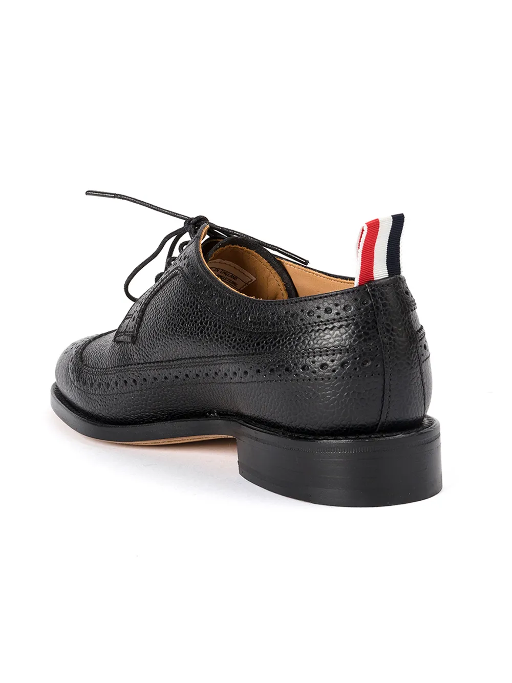 Thom Browne ウイングチップフラット ブラック ペブルグレインレザー 