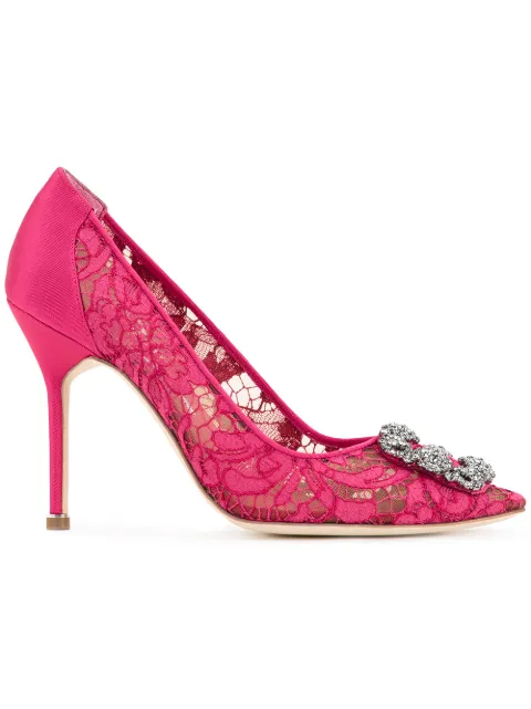 manolo blahnik hangisi lace pumps