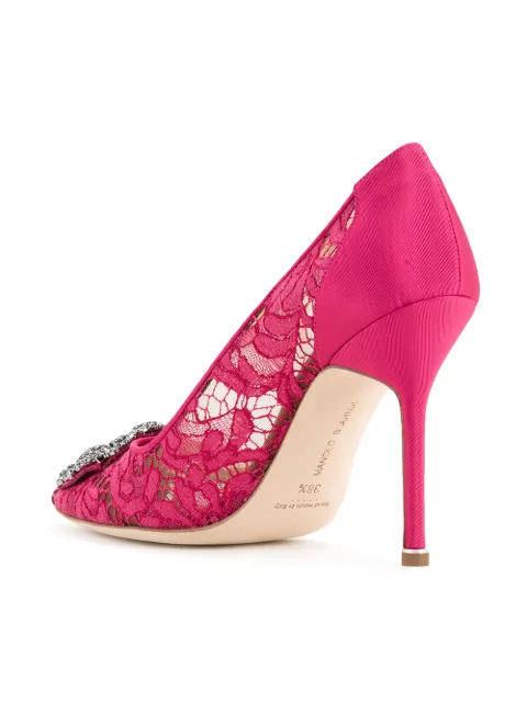 manolo blahnik hangisi lace pumps