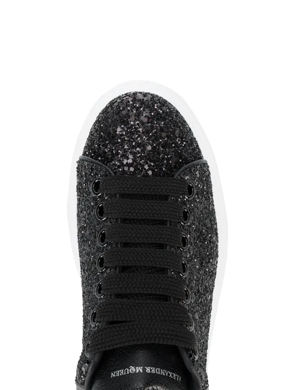 Alexander McQueen Oversized Black Glitter Sneakers New