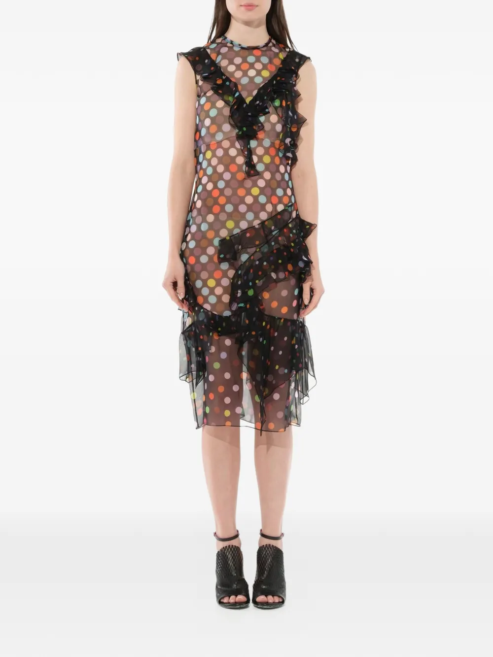 Givenchy Seidenkleid mit bunten Punkten - Schwarz