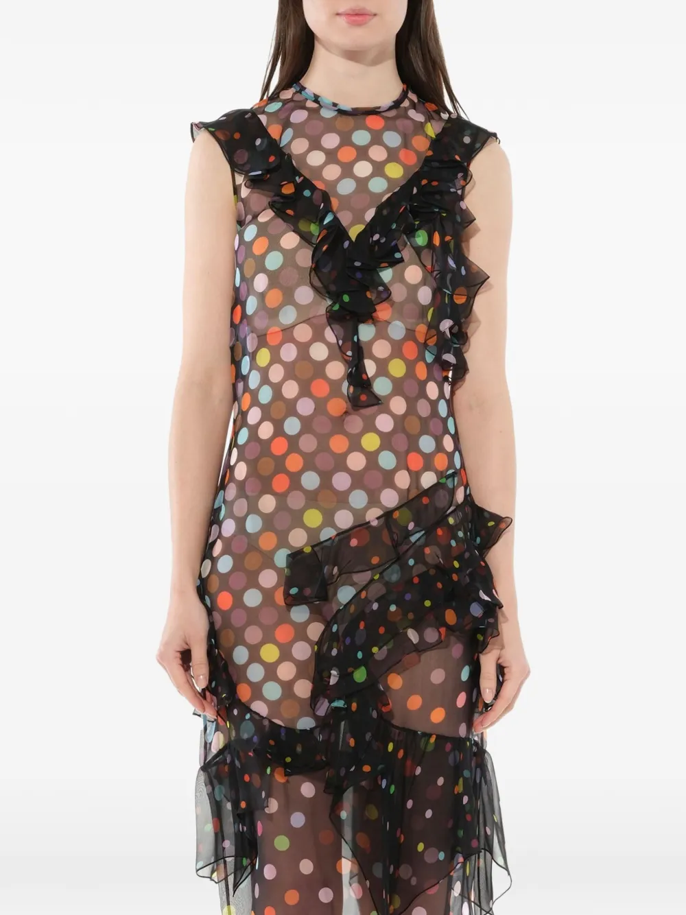  Givenchy Robe à Pois Et Design Volanté - Noir 