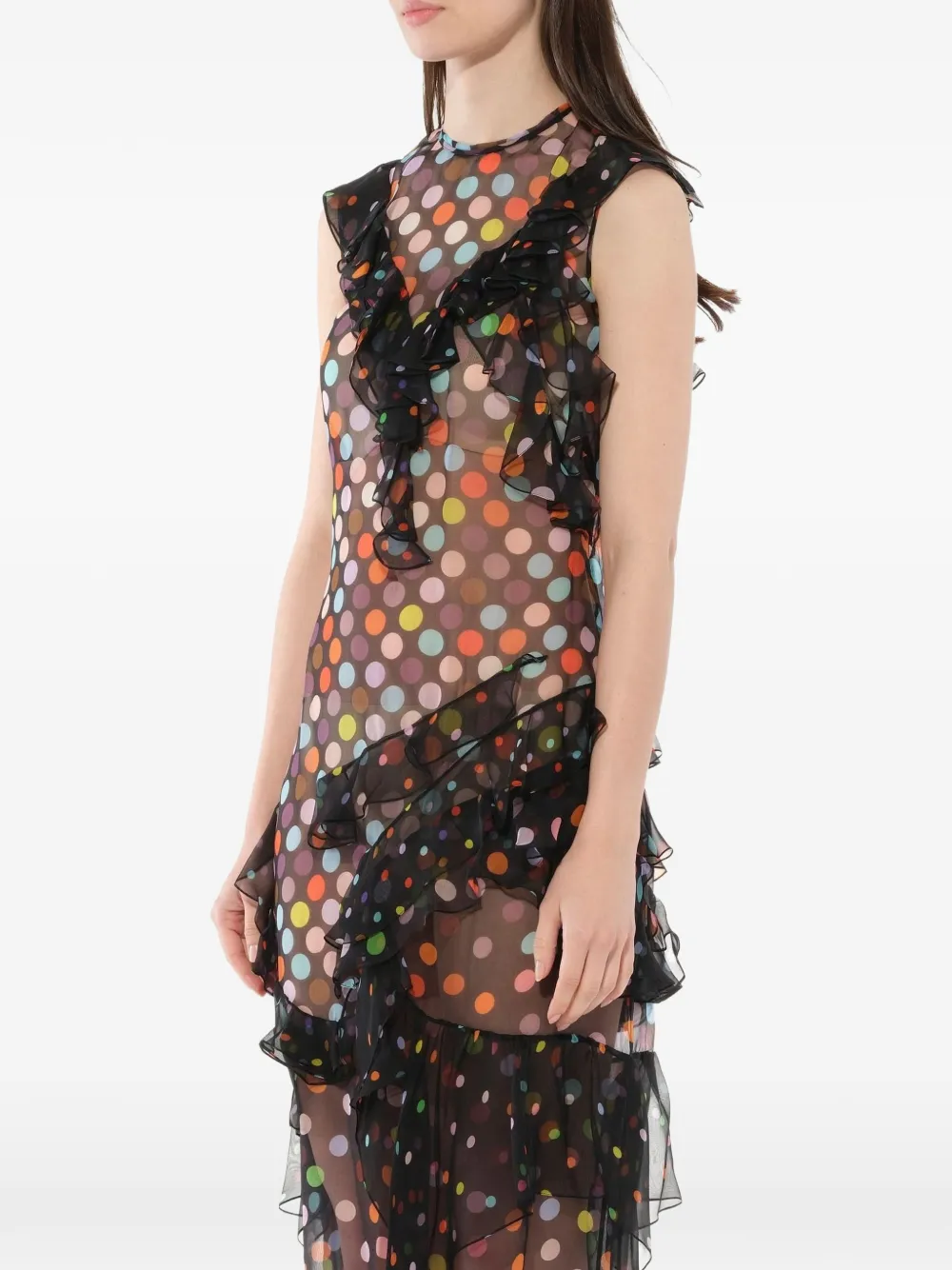 Givenchy Robe à Pois Et Design Volanté - Noir 