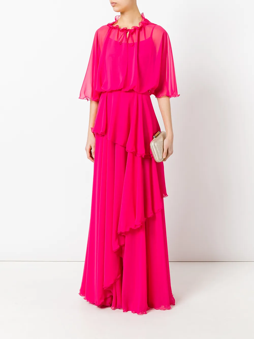 Talbot Runhof ruffled maxi dress - 340 - FUCHSIA
