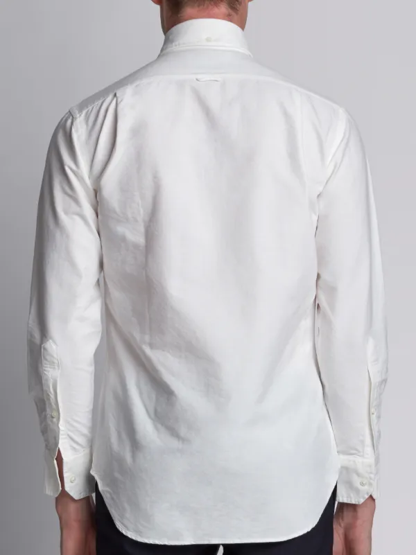 Long Sleeve Shirt With Printed Diagonal Stripe In White Oxford