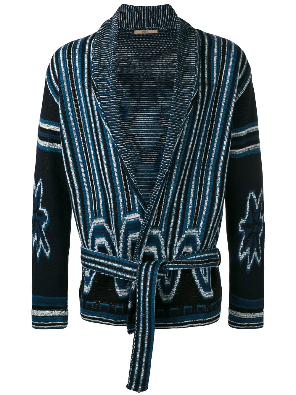 shawl neck patterned cardigan