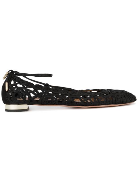 Aquazzura Black Kya Ballet Flats Women