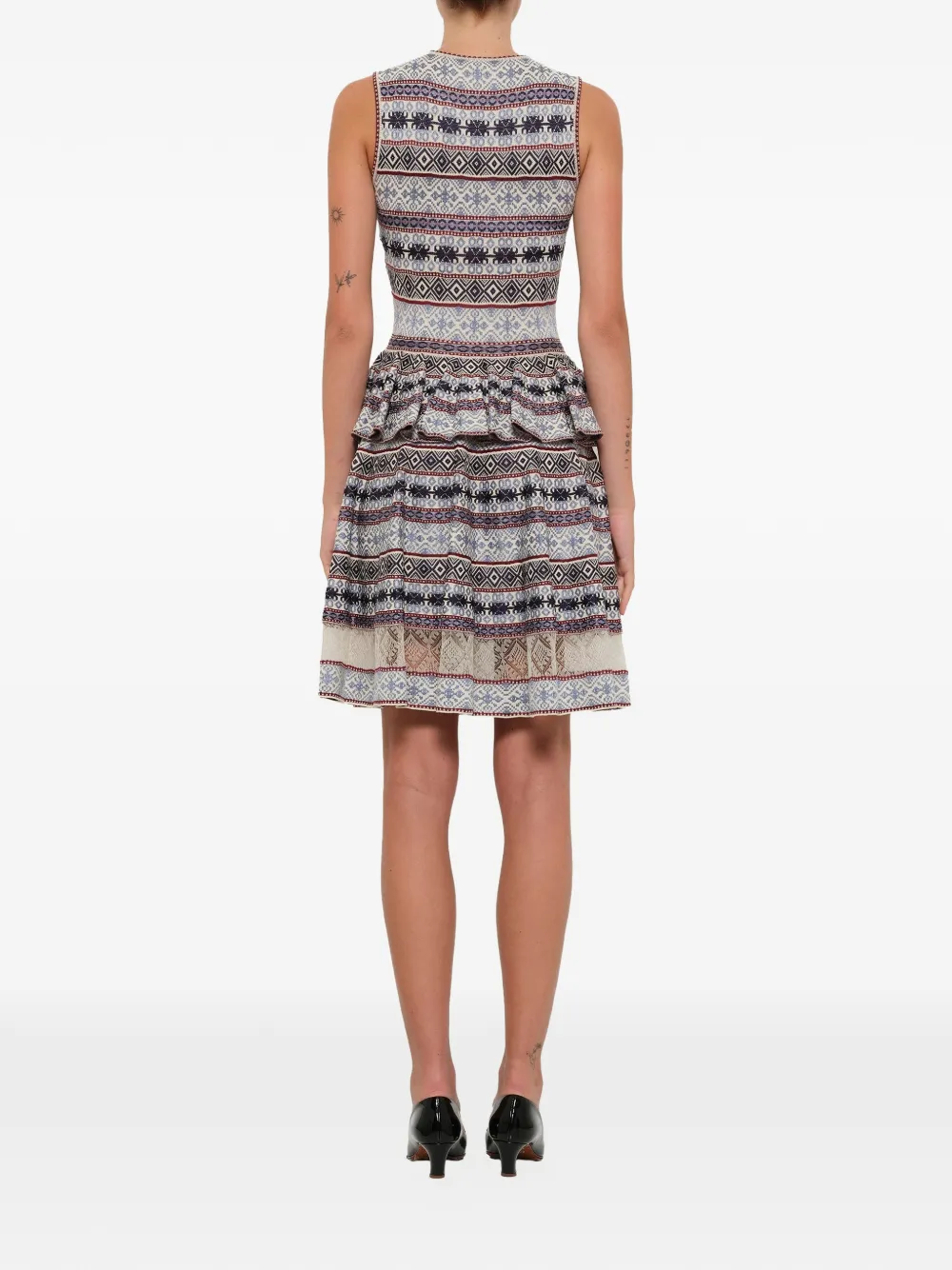  Alexander Mcqueen Jacquard Kleid Mit Schößchen   Blau 