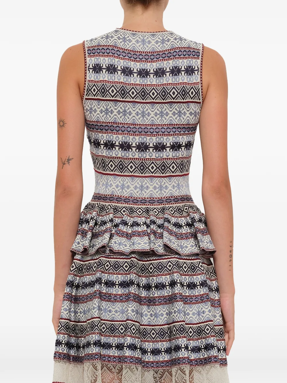 Alexander McQueen jacquard peplum dress Blauw