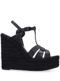 Saint Laurent Tribute espadrilles wedge in smooth leather - Black