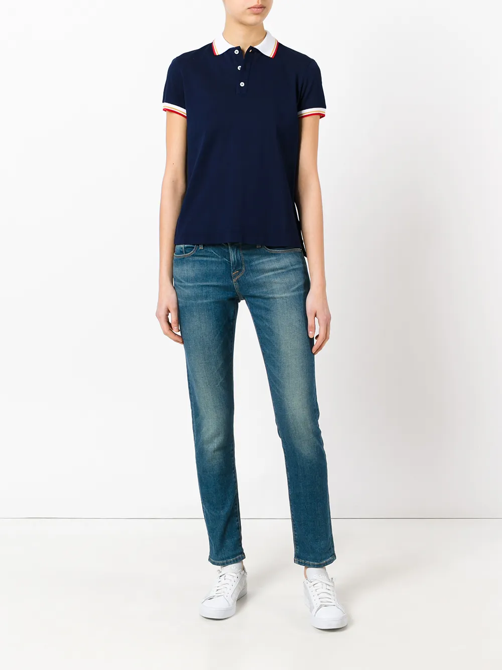 DSQUARED2 contrast collar polo top Blauw