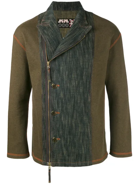 Jean Paul Gaultier Pre-Owned washed denim panel biker jacket