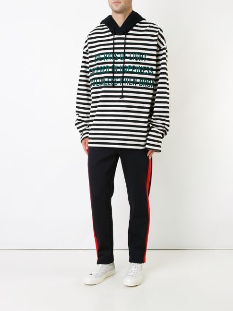 JUUN.J Striped Text Detail Hoodie | ModeSens