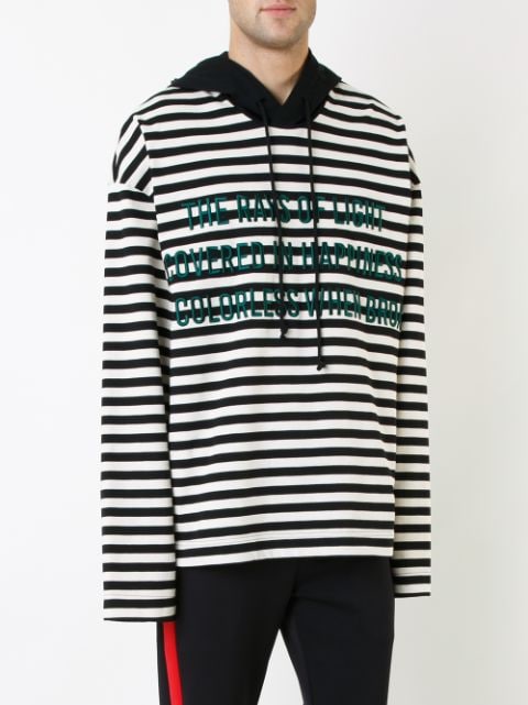 JUUN.J Striped Text Detail Hoodie | ModeSens