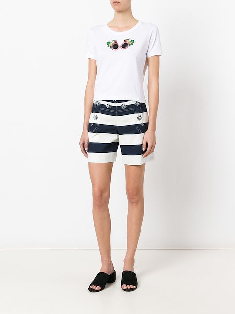 DOLCE & GABBANA DOLCE & GABBANA TROPICAL BEADED SUNGLASSES T-SHIRT - WHITE